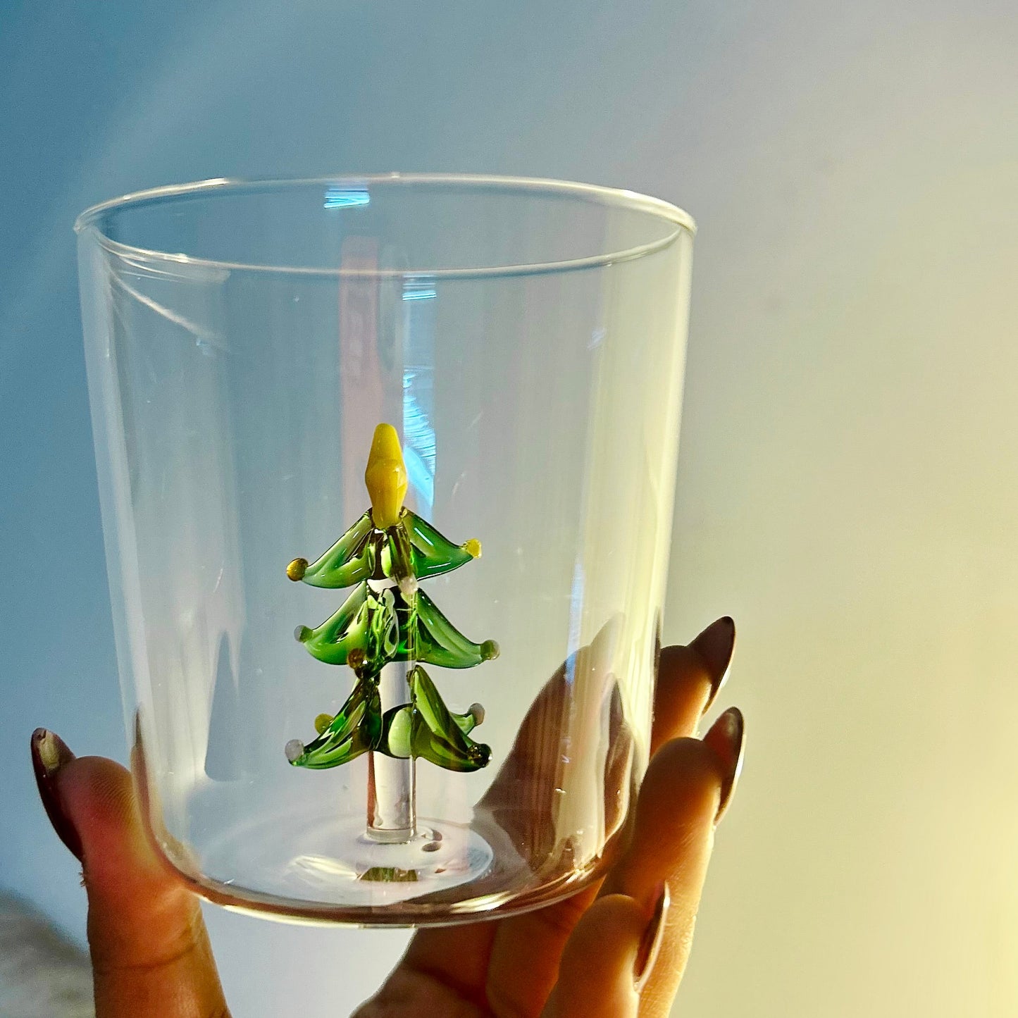 Christmas Tree Artisan Glass Cup