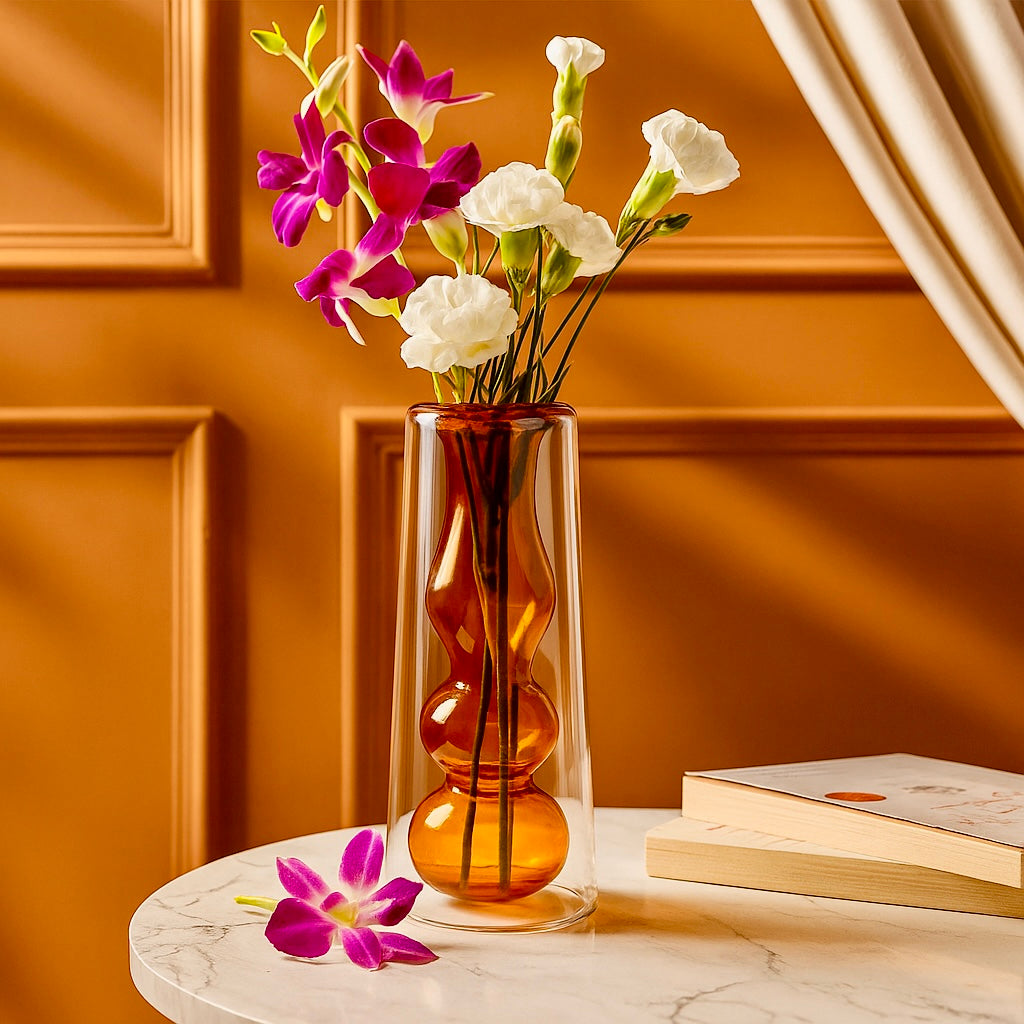 Amber Illusion Glass Vase