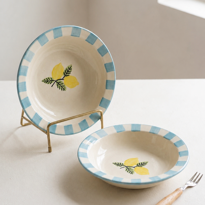 Lemon Stripe Pasta Plate