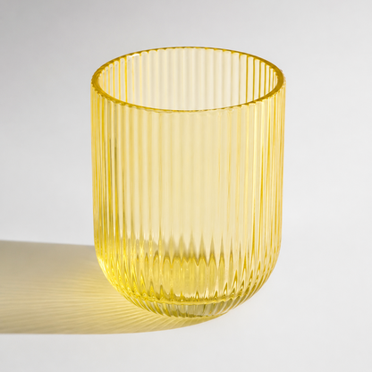 Golden Ribbed Water Glass