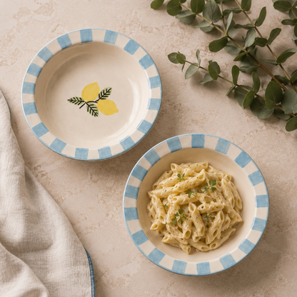 Lemon Stripe Pasta Plate