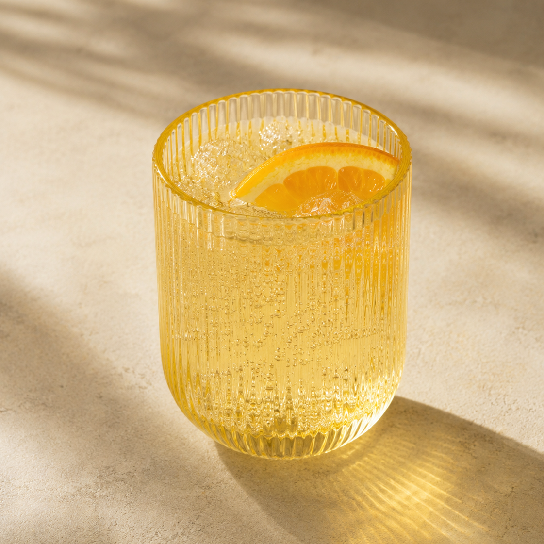 Golden Ribbed Water Glass
