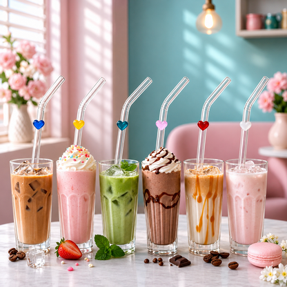 Heart Glass Straw