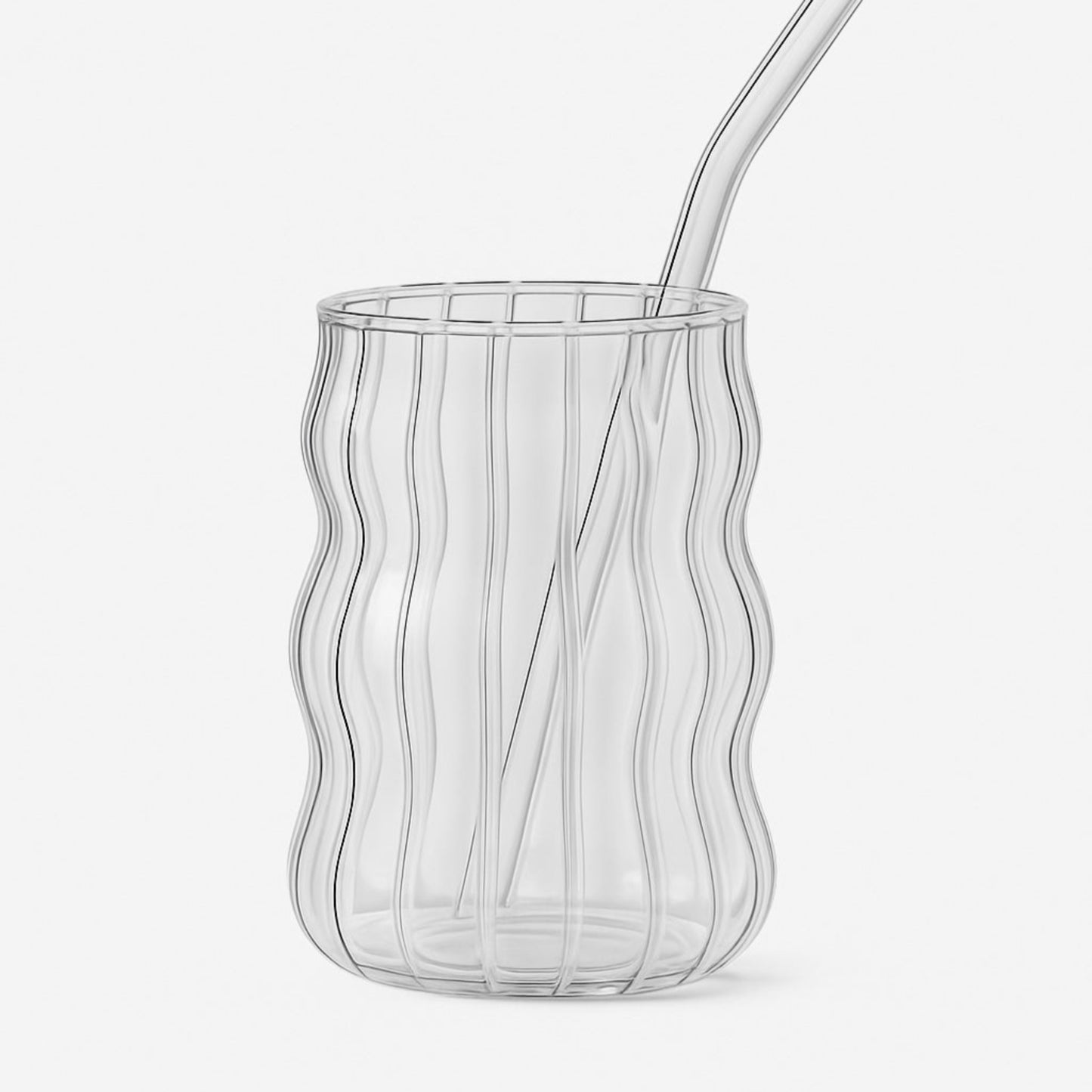 Line Transparent Glass With Straw